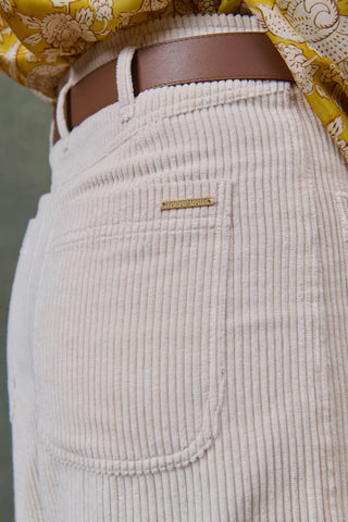 Pantalon Doilloni Crème louise misha coton en herbe velours 