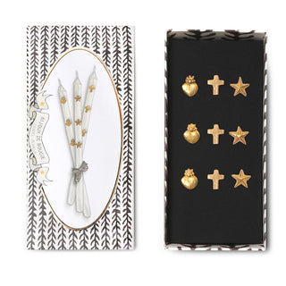 Bijou de Bougie de Baptême en métal doré signé Boncoeurs, création artisanale empreinte de douceur et de spiritualité, à découvrir chez la boutique Coton en Herbe