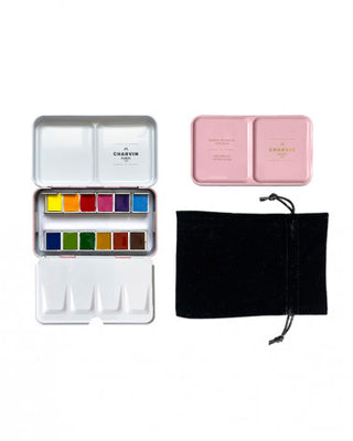BOITE MÉTAL AQUARELLE ROSE EXTRA-FINE 12 DEMI GODETS