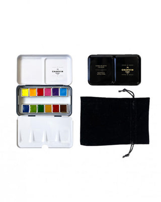 BOITE MÉTAL NOIRE AQUARELLE EXTRA-FINE 12 DEMI GODETS
