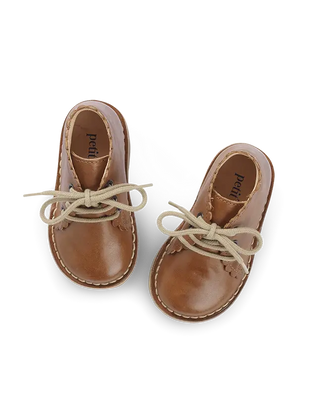 Bottes festonnées en cuir écologique marron pour enfant, Petit Nord Chez Coton en Herbe