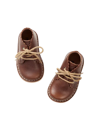 Bottes  enfant en cuir écologique marron,, modèle Scallop Boot Petit Nord Chez Coton en Herbe