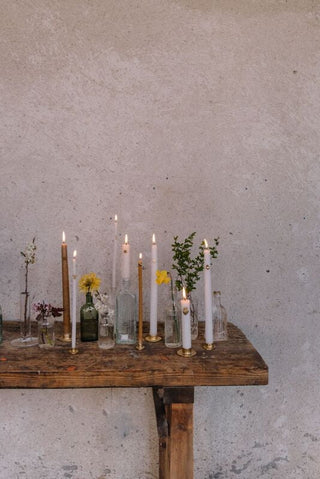 Bougeoir en laiton signé Boncoeurs, création artisanale élégante et intemporelle, diffuseur de lumière et de chaleur, proposé par la boutique Coton en Herbe
