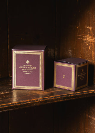 Bougie Napoléon parfumée Oratorio en porcelaine de Limoges signée Alix D. Reynis (40 h, notes d’encens), présentée par la boutique Coton en Herbe.