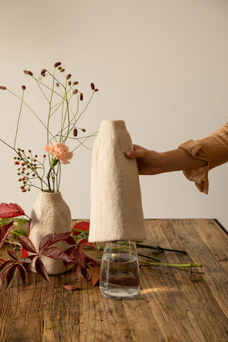 Cache vase cloche uni feutrine muskhane coton en herbe