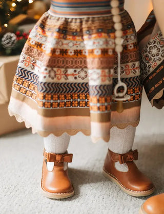 look bebe fille avec chaussures salome camel petit nord, selection coton en herbe
