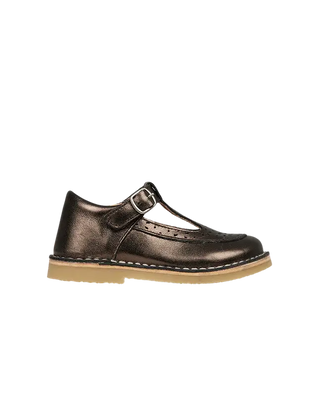 chaussure low t-bar flower vue de profil, modèle en cuir naturel  Petit Nord, Coton en Herbe