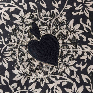 Housse de coussin brodée Rameau Carbone boncoeurs coton en herbebroderie