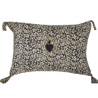 Housse de coussin brodée Rameau Carbone boncoeurs coton en herbe