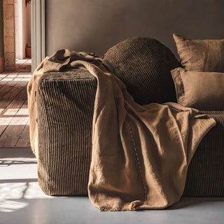 Housse de coussin lin Cross alezan