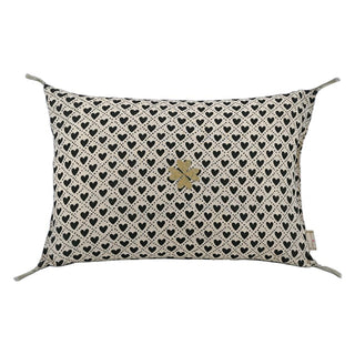 Housse de coussin brodée Les Coeurs boncoeurs coton en herbe