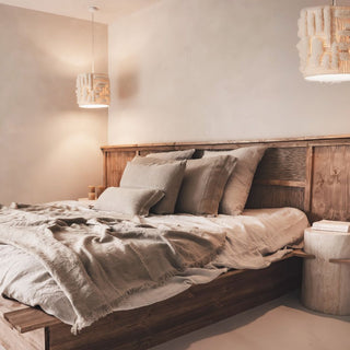 Plaid frangé en lin Come back sable