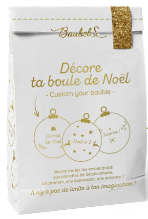 Kit decalco boule de Noël à personnaliser  chez Coton en Herbe
