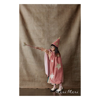 Costume de sorciere en velours rose coton en herbe