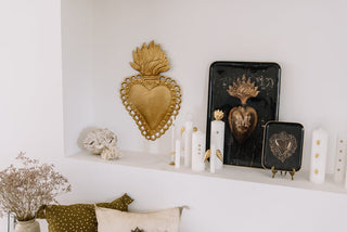 Demi-Plateau Cœur Maria en métal doré signé Boncoeurs, création artisanale élégante et symbolique, hommage à l’amour et à la lumière, proposée par la boutique Coton en Herbe