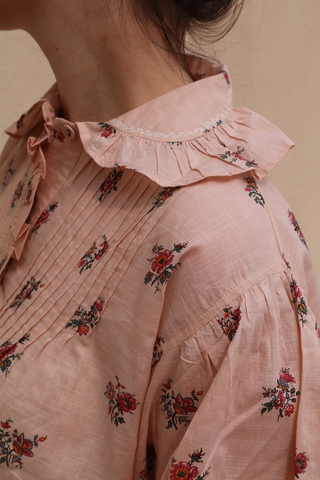 Blouse jardin fleuri rose nude