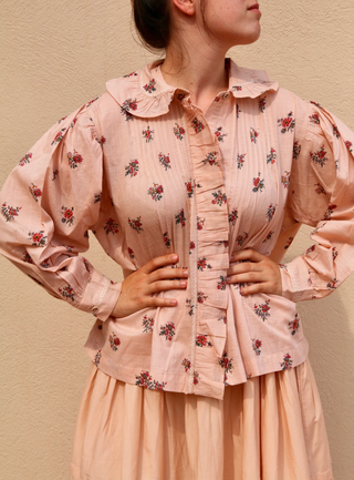 Blouse jardin fleuri rose nude