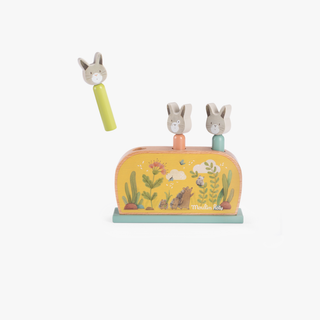 Jouet Pop up en bois Trois petits lapins Moulin Roty