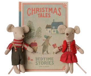Jumeaux souris de Noël, Petite sœur et Petit frère dans leur coffret livre