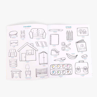 Imagier à colorier avec stickers FR/EN