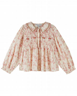 Blouse smockee brodée