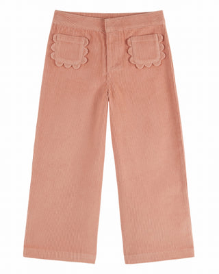 Pantalon velours poches fleurs