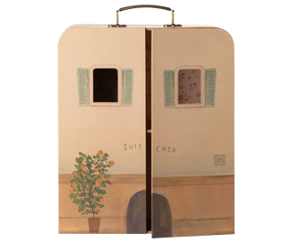 Suite-case maison portable Maileg pour Petite sœur et Petit frère souris, avec valise miniature. Coton en Herbe