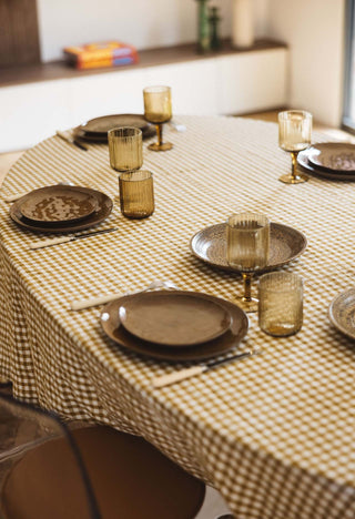 Nappe en lin lavé vichy Curry gabrielle paris coton en herbe