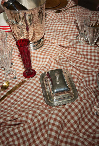 Nappe en lin lavé Vichy brique gabrielle paris coton en herbe