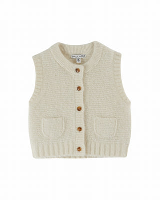 Cardigan sans manches ultra doux écru emile et ida coton en herbe
