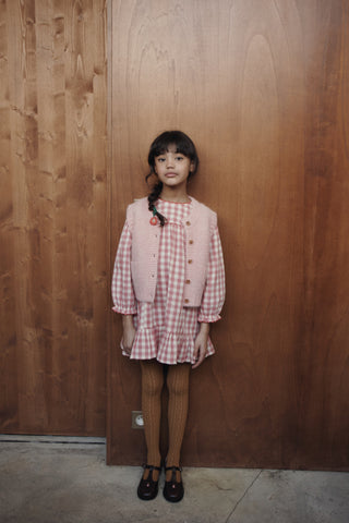 Cardigan sans manches ultra doux rose louise misha coton en herbe
