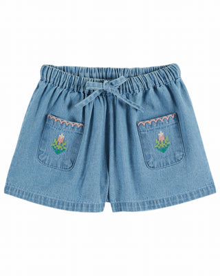 Short denim brodé
