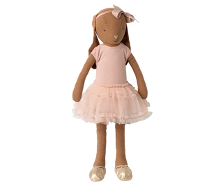 lapin ballerine maileg en robe rose - jouet en tissu coton en herbe