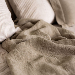 Plaid frangé en lin Come back sable