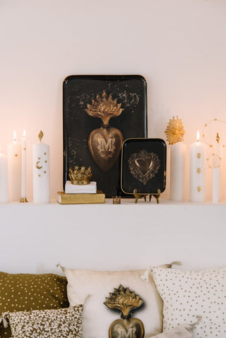 Demi-Plateau Cœur Maria en métal doré signé Boncoeurs, création artisanale élégante et symbolique, hommage à l’amour et à la lumière, proposée par la boutique Coton en Herbe
