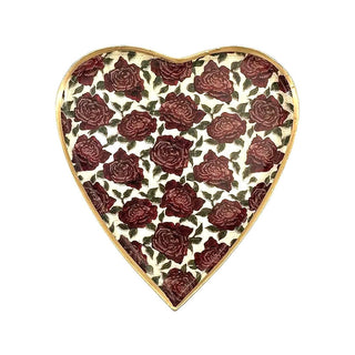 Plateau Cœur Rose signé Boncoeurs, création artisanale en métal doré et émaillé de rose, symbole d’amour et de lumière, disponible chez la boutique Coton en Herbe.
