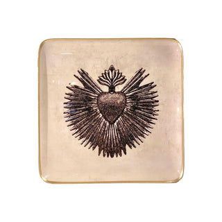 Plateau Quatro coeur sacre en métal doré signé Boncoeurs, création artisanale raffinée inspirée des manuscrits anciens, symbole d’élégance et de lumière, proposée par la boutique Coton en Herbe