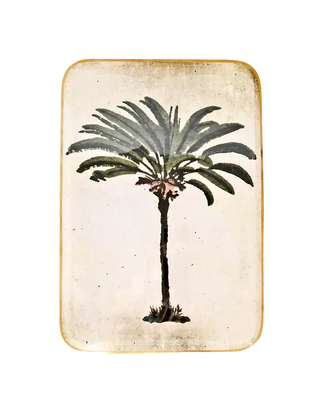 Plateau Réception Palmier en métal doré signé Boncoeurs, création artisanale élégante inspirée des symboles de lumière et de nature, proposée par la boutique Coton en Herbe