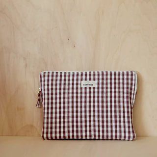Pochette ordinateur vichy Bordeaux gabriel paris coton en herbe