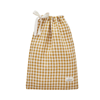 pochon de Nappe en lin lavé vichy Curry gabrielle paris coton en herbe