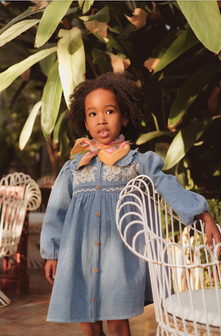 Robe Marlotta denim brodée louise misha coton en herbe