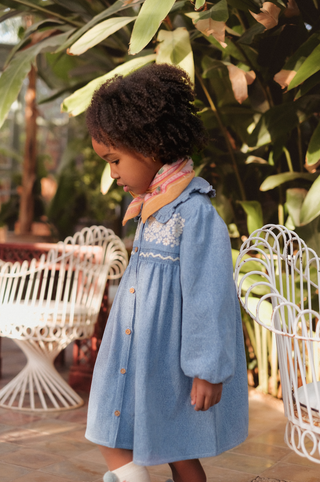 Robe Marlotta denim brodée louise misha coton en herbe