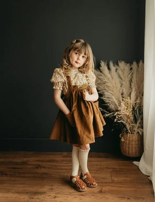 Sandale braided enfant cognac petit nord coton en herbe porté