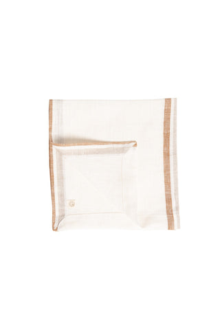 Serviette en lin lavé café milk larges rayures gabrielle paris coton en herbe
