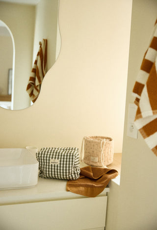 Trousse de toilette vichy kaki gabrielle paris coton en herbe