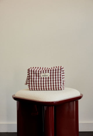 Trousse de toilette vichy bordeaux gabrielle paris coton en herbe