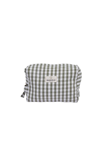 Trousse de toilette vichy kaki gabrielle paris coton en herbe