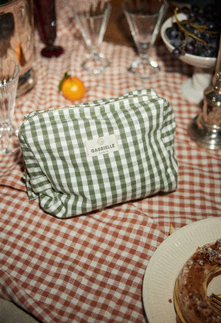 Trousse de toilette vichy kaki gabrielle paris coton en herbe