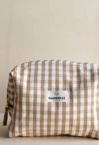 Trousse de toilette vichy camel gabrielle paris coton en herbe