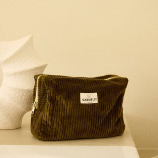 Trousse de toilette velours olive gabrielle paris coton en herbe